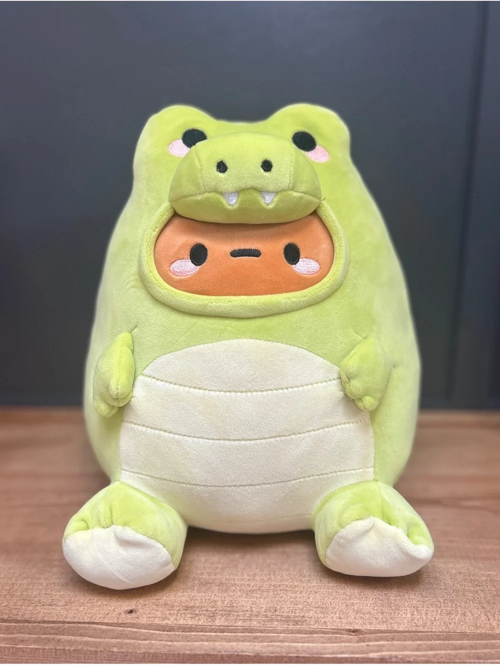 Smoko Crocodile Tayto Mochi Plush Toy in Green Crocodile Costume